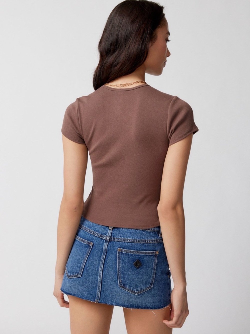 UO Lotus Perfect Baby Tee, Brown, Graphic Tee - Picture 4 of 7
